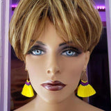 Colored Hawaii Hula Skirt Rayon Silk Fan Tassel Hoop Earrings from Alexa Martha Designs