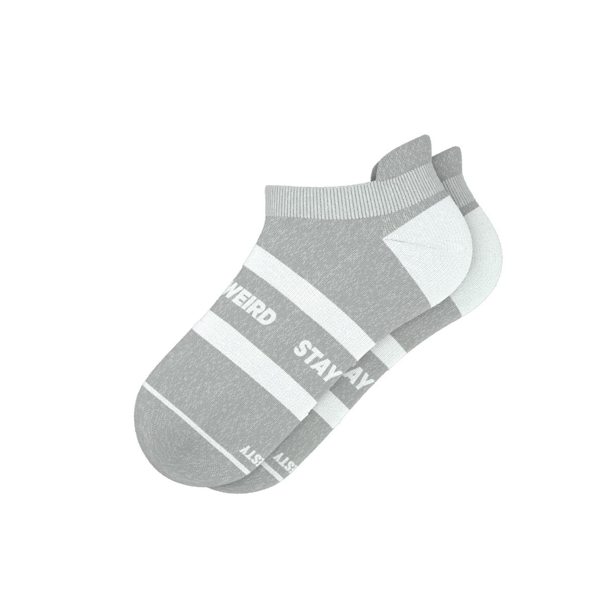 The Haze | Grey and White Stripe Heel Hammock™ Ankle Socks from Shinesty