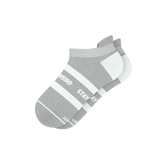 The Haze | Grey and White Stripe Heel Hammock™ Ankle Socks from Shinesty