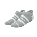 The Haze | Grey and White Stripe Heel Hammock™ Ankle Socks from Shinesty
