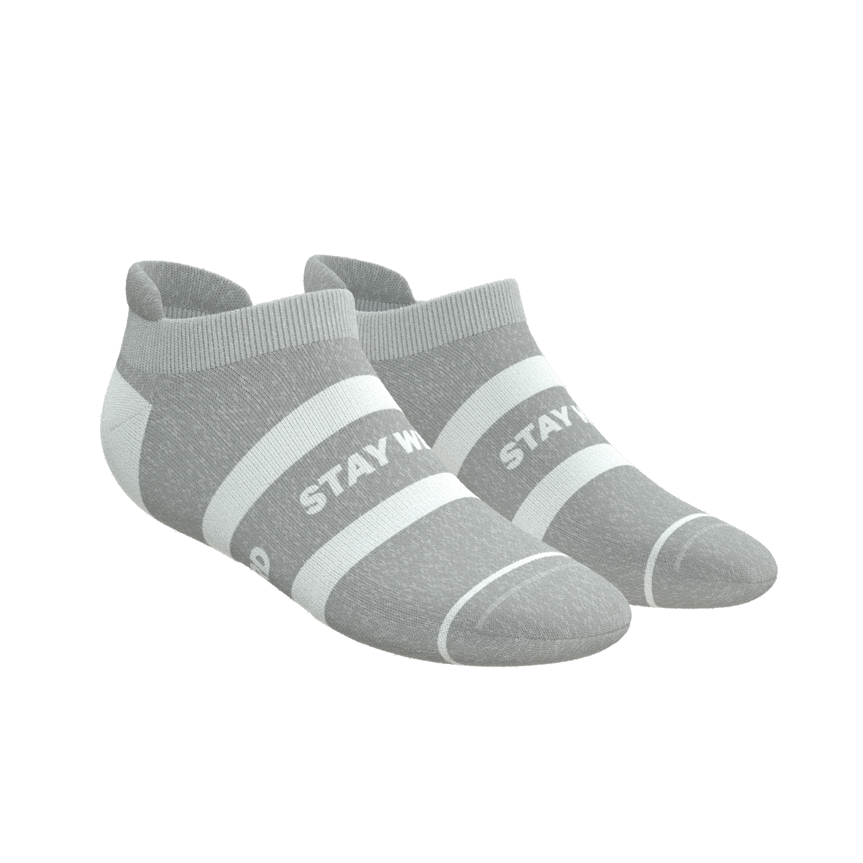 The Haze | Grey and White Stripe Heel Hammock™ Ankle Socks from Shinesty
