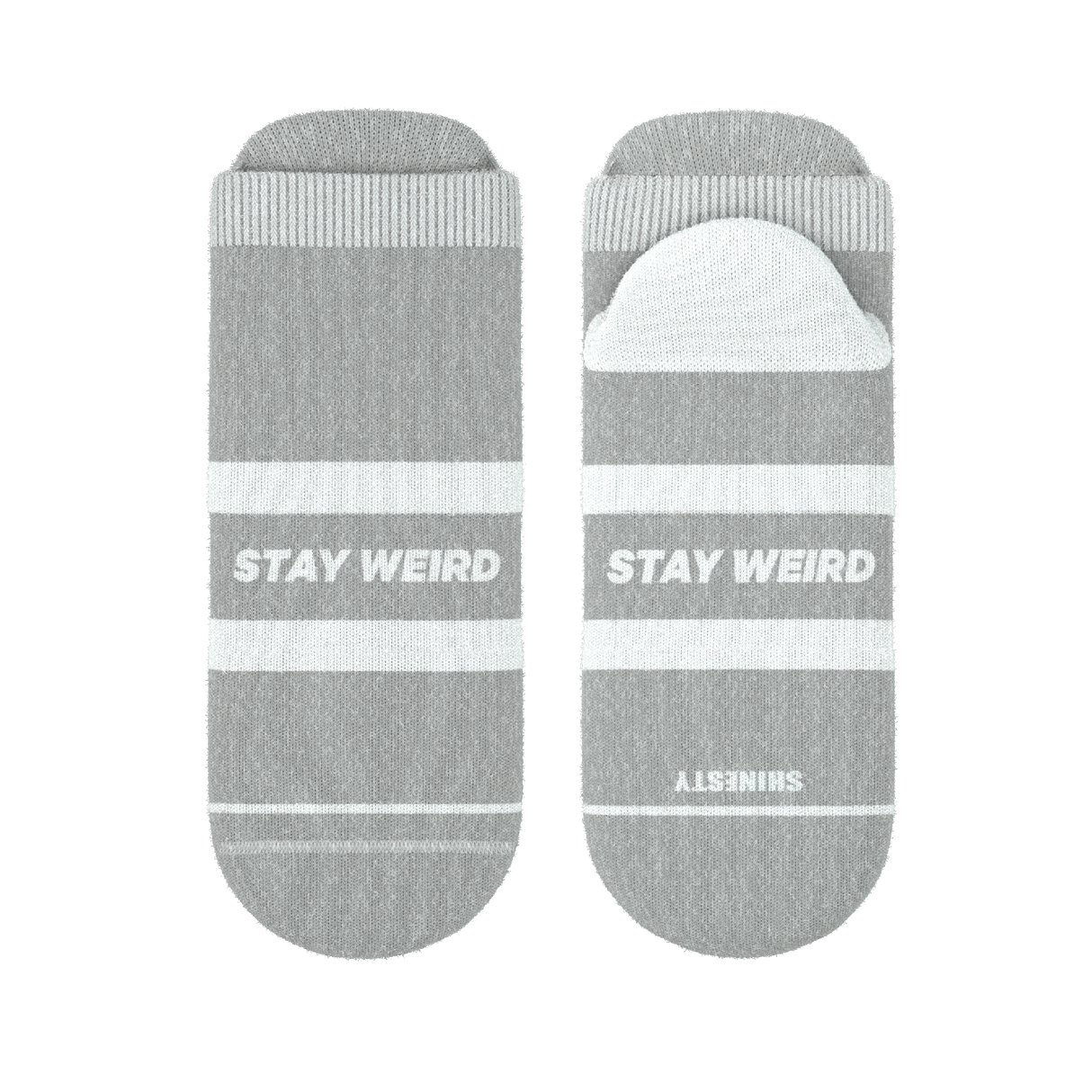 The Haze | Grey and White Stripe Heel Hammock™ Ankle Socks from Shinesty