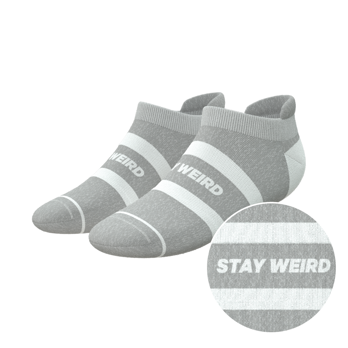 The Haze | Grey and White Stripe Heel Hammock™ Ankle Socks from Shinesty