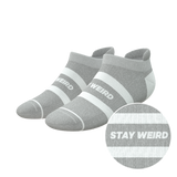 The Haze | Grey and White Stripe Heel Hammock™ Ankle Socks from Shinesty
