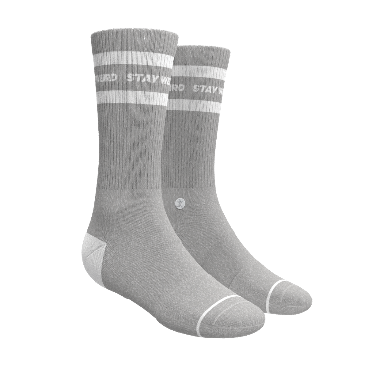 The Haze | Grey and White Stripe Heel Hammock™ Crew Socks from Shinesty