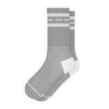 The Haze | Grey and White Stripe Heel Hammock™ Crew Socks from Shinesty