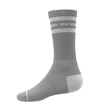 The Haze | Grey and White Stripe Heel Hammock™ Crew Socks from Shinesty