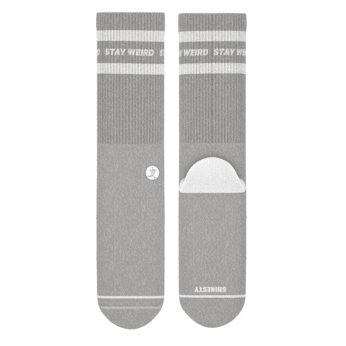 The Haze | Grey and White Stripe Heel Hammock™ Crew Socks from Shinesty