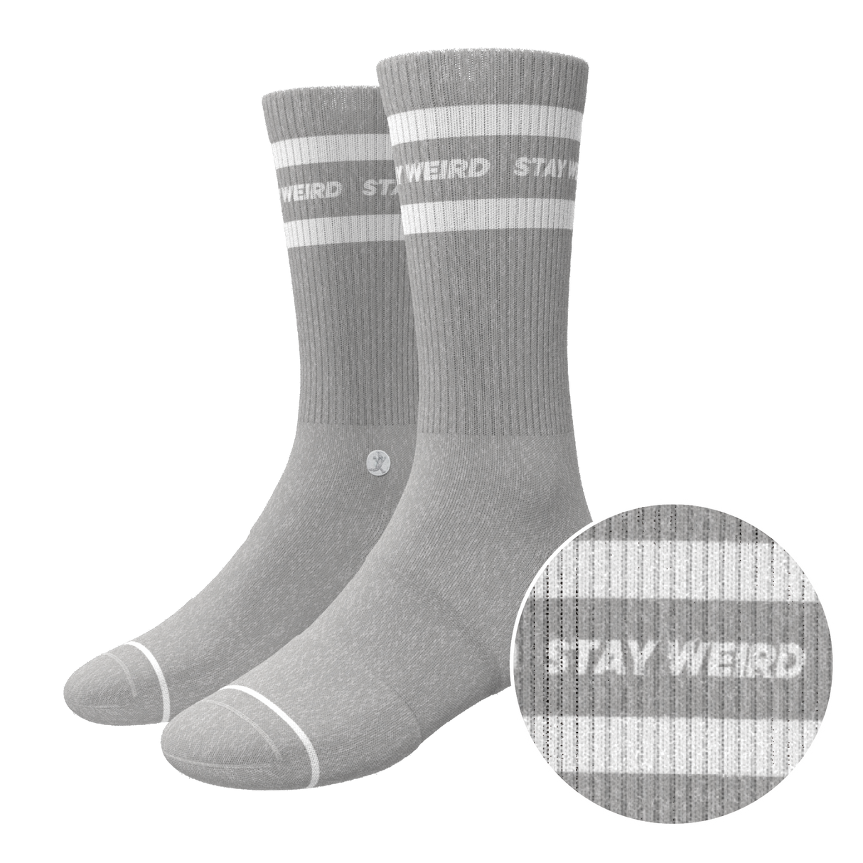 The Haze | Grey and White Stripe Heel Hammock™ Crew Socks from Shinesty