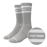 The Haze | Grey and White Stripe Heel Hammock™ Crew Socks from Shinesty