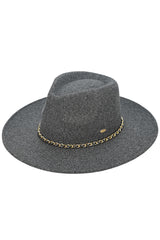 C.C Chain Trim Band Vegan Felt Panama Hat from Madeline Love