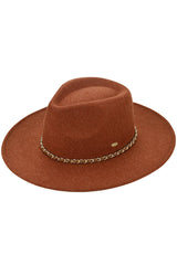 C.C Chain Trim Band Vegan Felt Panama Hat from Madeline Love