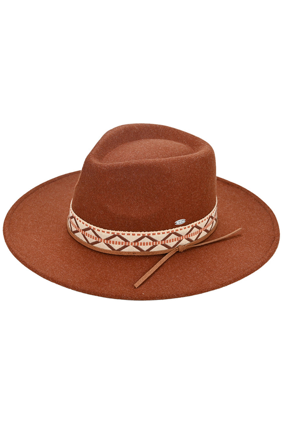 C.C Geometric Trim Band Vegan Felt Panama Hat from Madeline Love