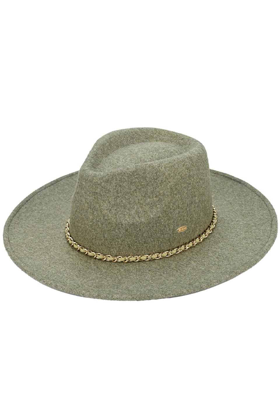 C.C Chain Trim Band Vegan Felt Panama Hat from Madeline Love