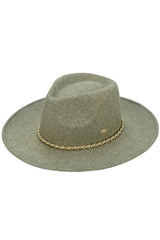 C.C Chain Trim Band Vegan Felt Panama Hat from Madeline Love