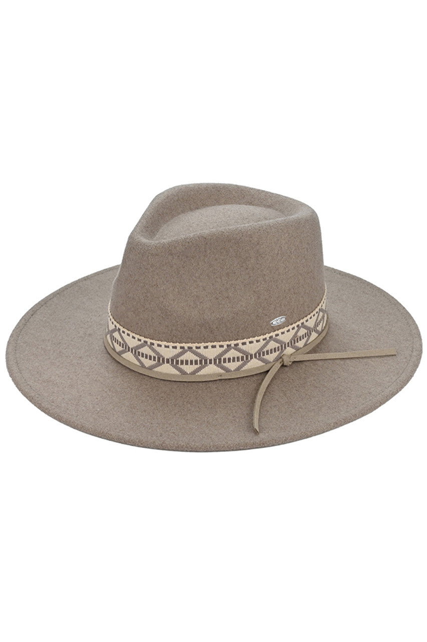 C.C Geometric Trim Band Vegan Felt Panama Hat from Madeline Love