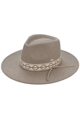 C.C Geometric Trim Band Vegan Felt Panama Hat from Madeline Love