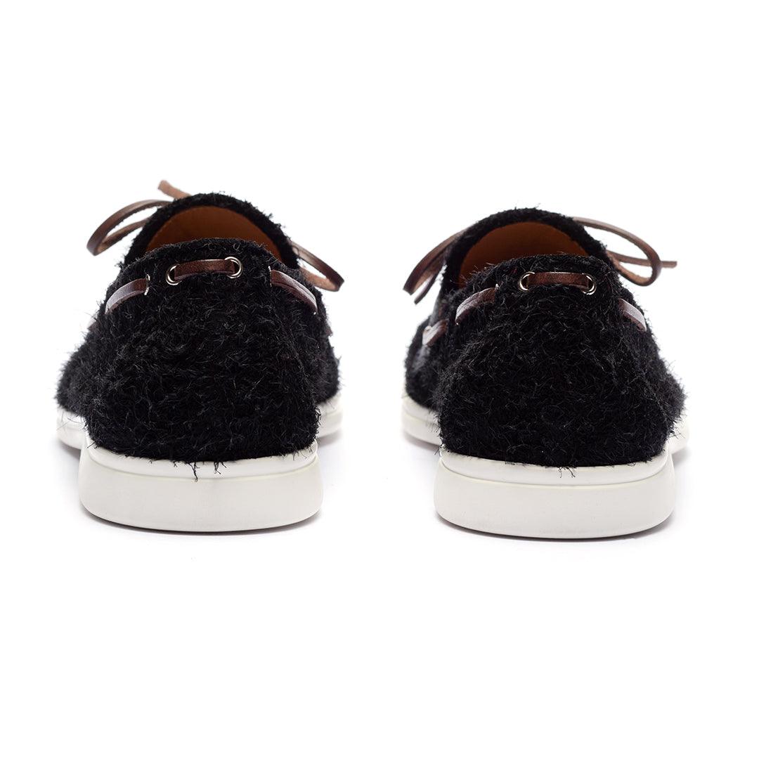 Men's Black Textured Suede Barca Yacht Loafer From Del Toro Shoes