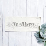Holiday Panel: Spring, Farmhouse, Christ, Christian, Religion, Tomb, Lillies, Thorns, Atonement, Peace, Joy, Hope, Love; HE IS RISEN From PillowPanels