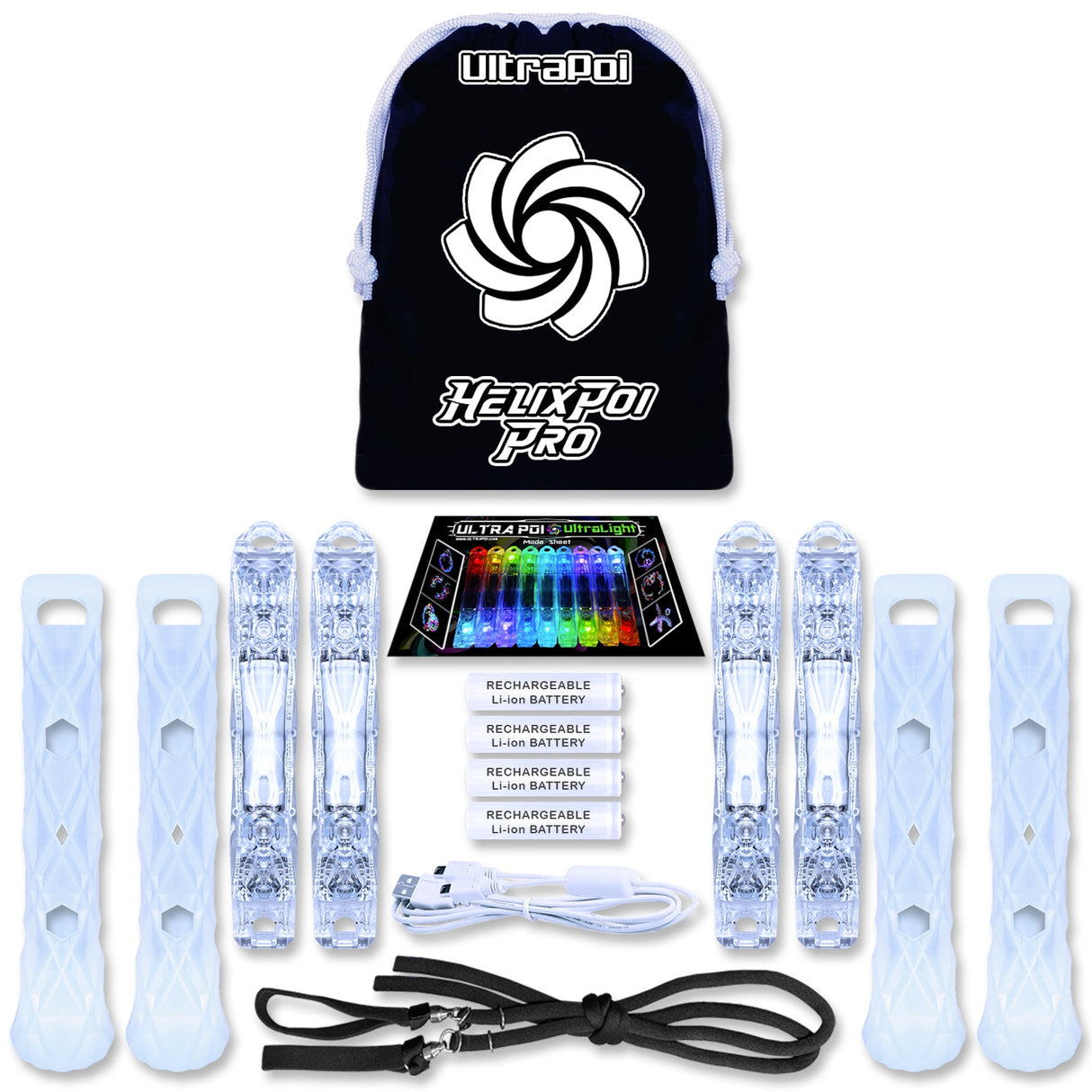 HelixPoi Pro w/ LED GlowStick Handles From Ultrapoi