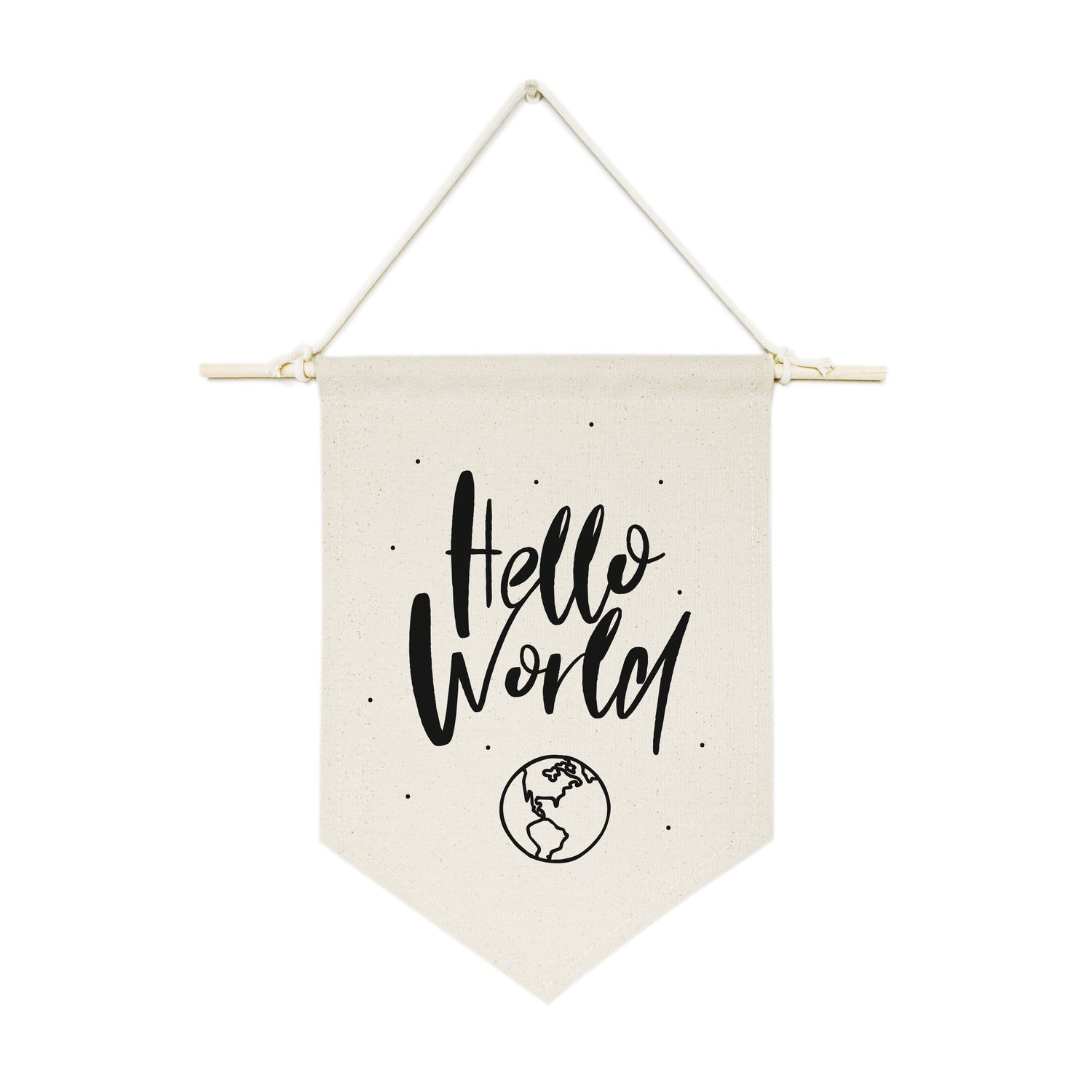 Hello World Hanging Wall Banner from The Cotton & Canvas Co.