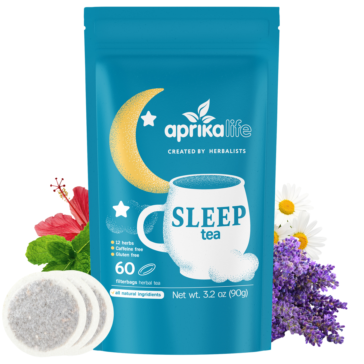 Herbal Sleep Tea With Sleep Guide, 60 Bags from Aprika Life