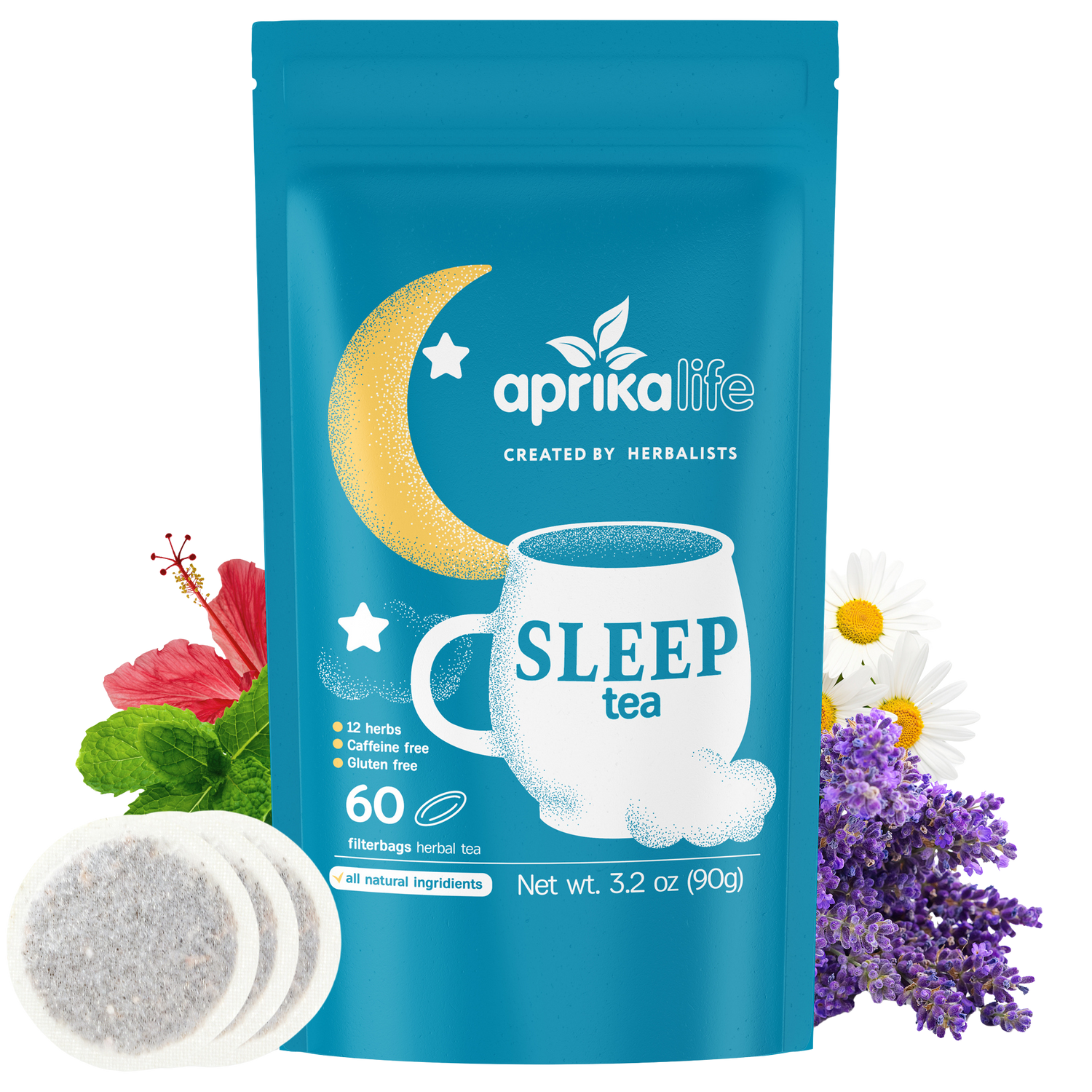 Herbal Sleep Tea With Sleep Guide, 60 Bags from Aprika Life