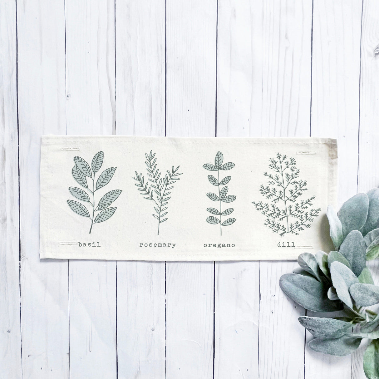 Botanical Panel: Basil, Mother's Day Rosemary, Oregano, Dill Spring, Neutral Summer; SAGE GARDEN HERBS From PillowPanels