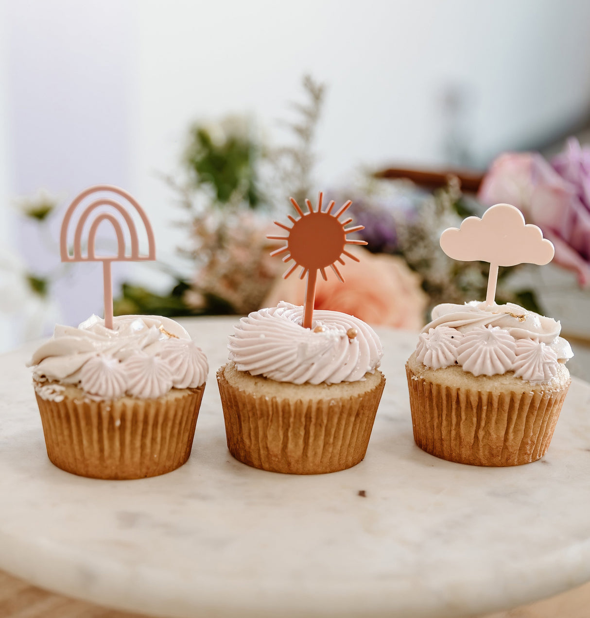 Here Comes the Sun Acrylic Cupcake Toppers, Set of 12 from The Cotton & Canvas Co.