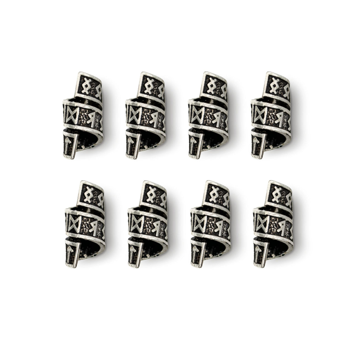 Rune Beard Rings - (Silver - 8) from Norse Tradesman