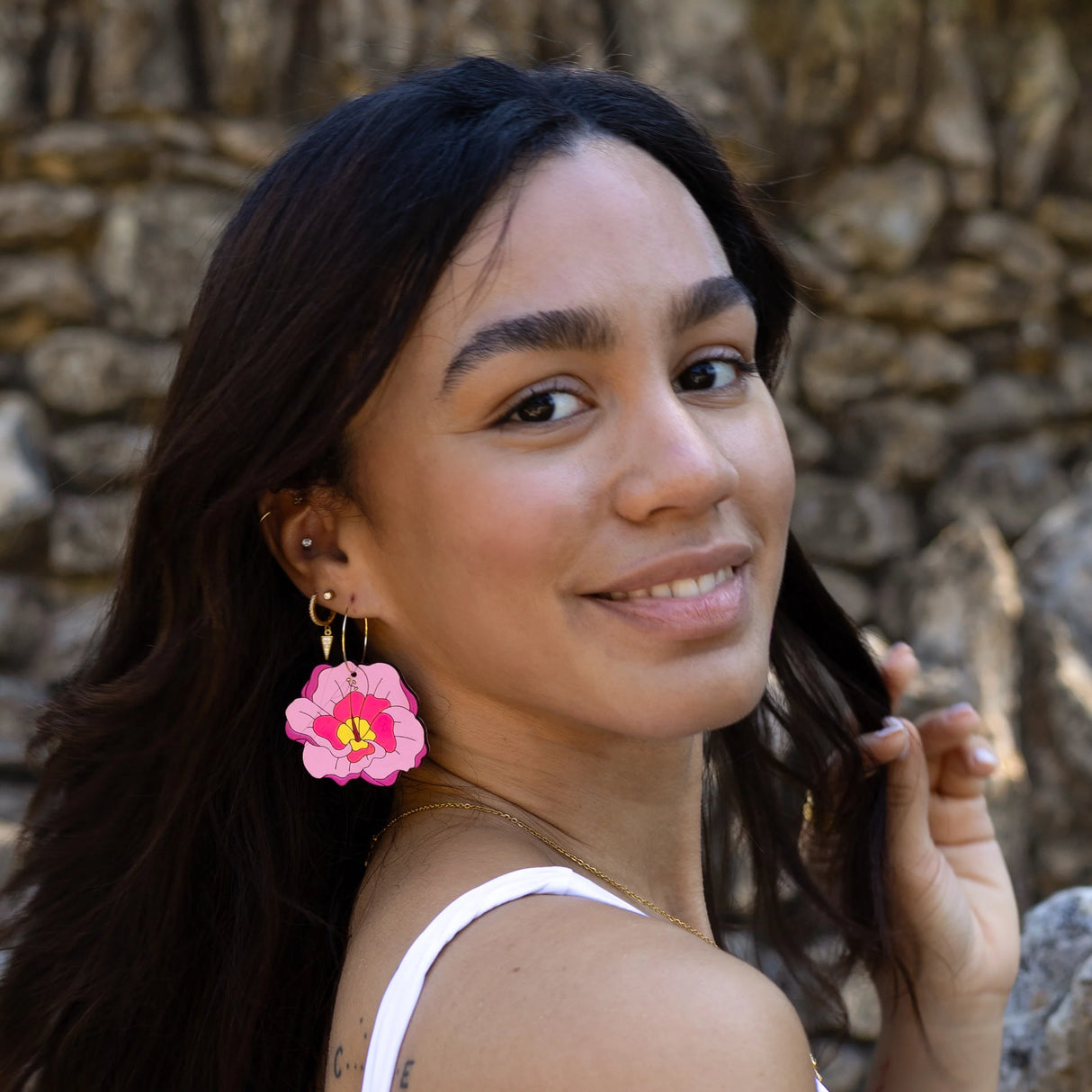 Hibiscus Flower Hoops from LE CHIC MIAMI
