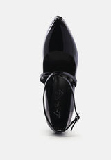 Pixie Dust Patent Faux Leather Cross Strap Pumps from London Rag International