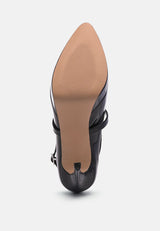 Pixie Dust Patent Faux Leather Cross Strap Pumps from London Rag International