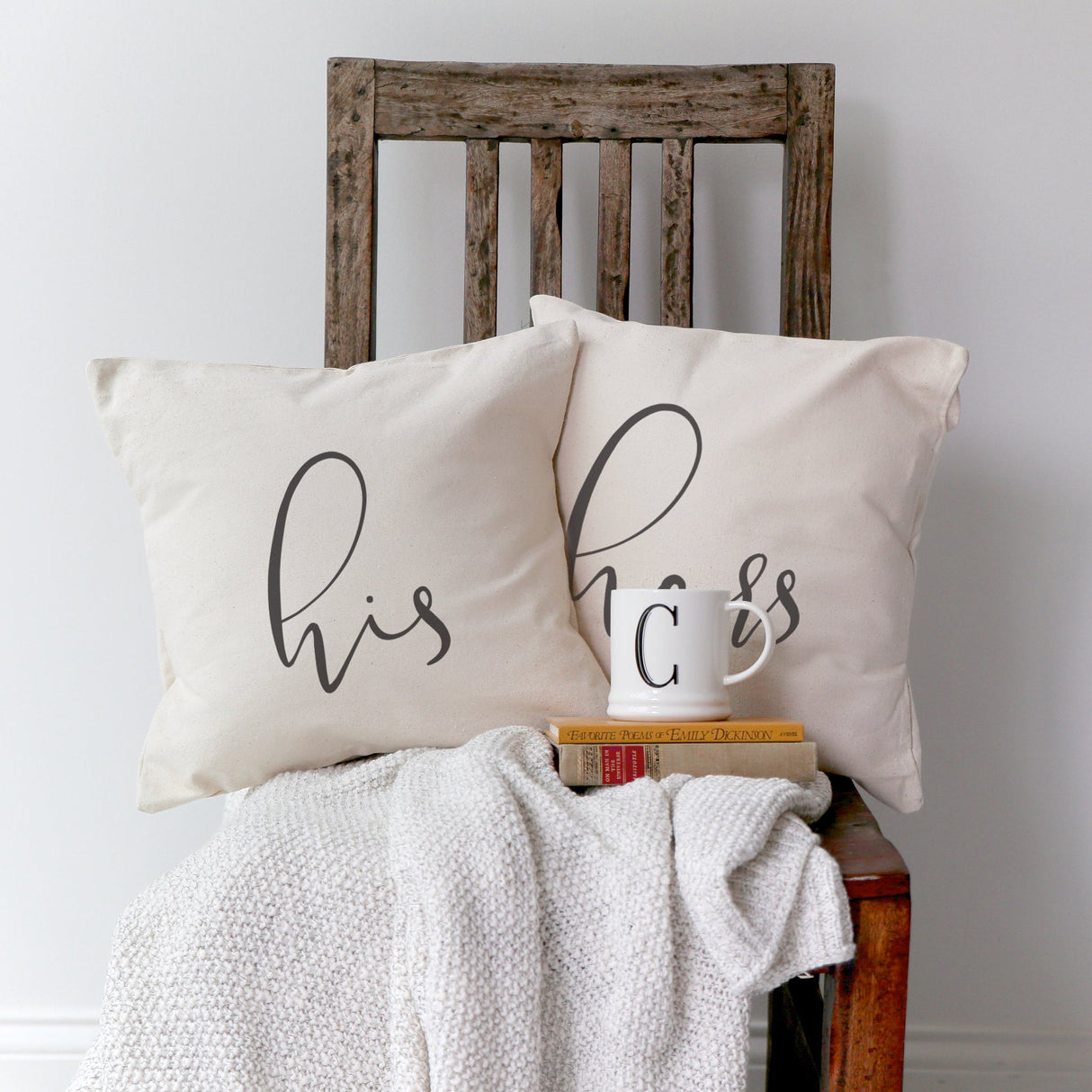 His and Hers Pillow Covers, 2-Pack from The Cotton & Canvas Co.
