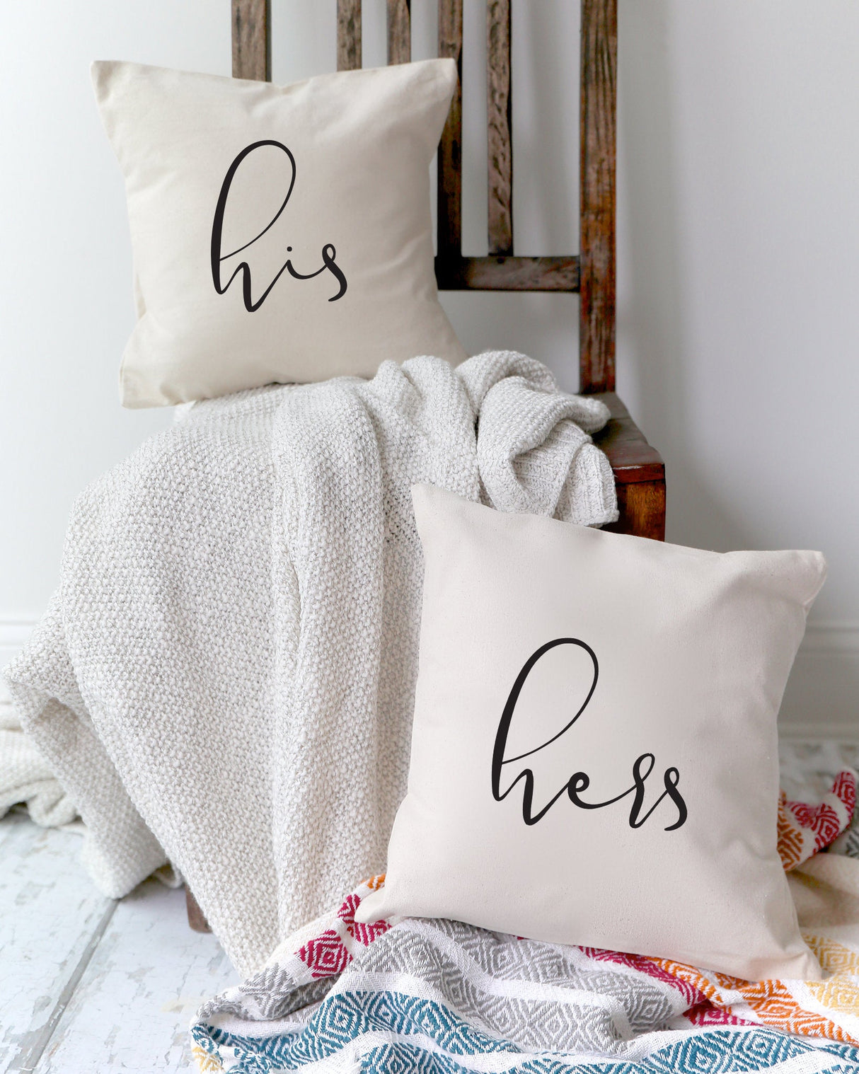 His and Hers Pillow Covers, 2-Pack from The Cotton & Canvas Co.