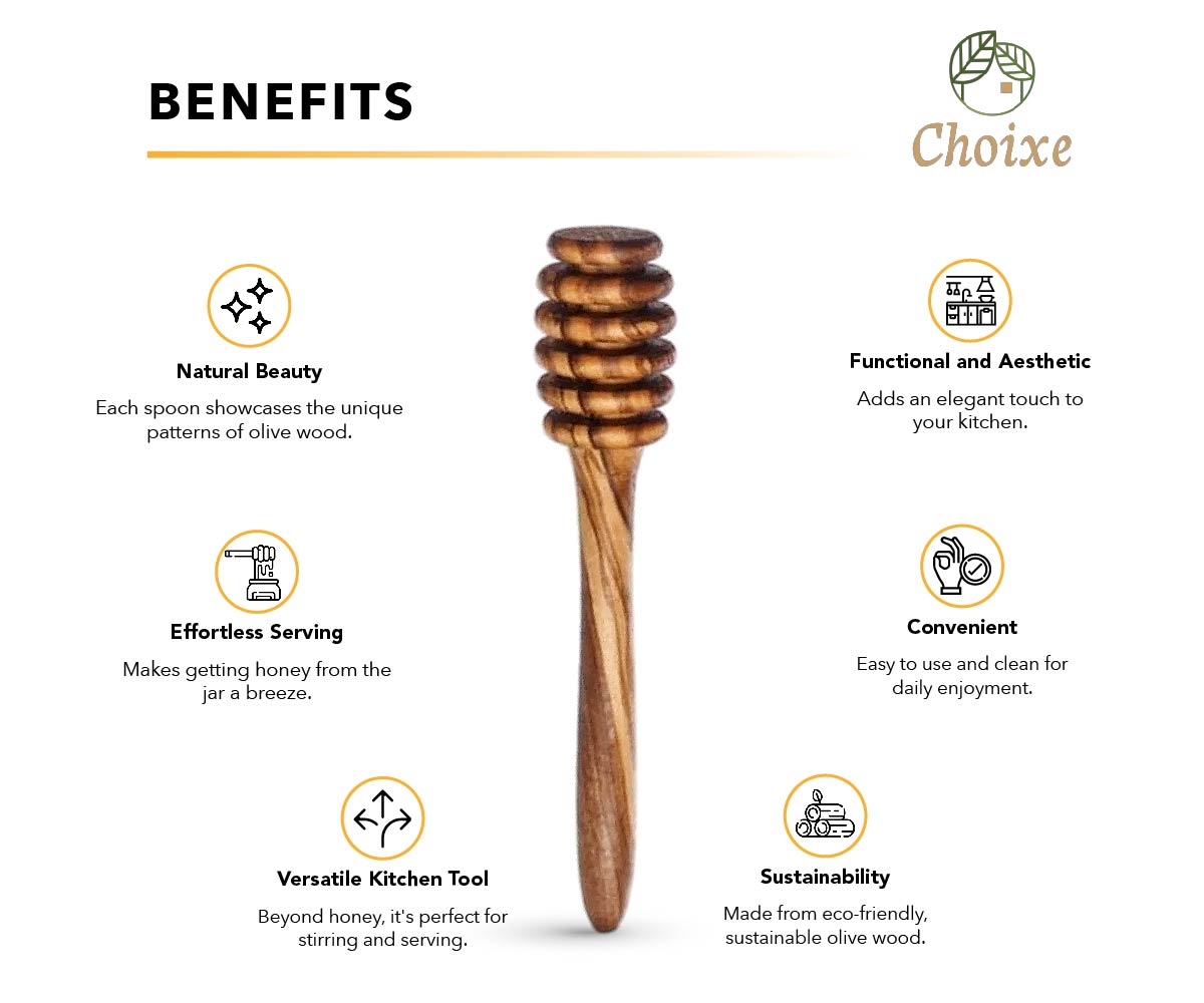 Olive Wood Honey Spoon from Choixe