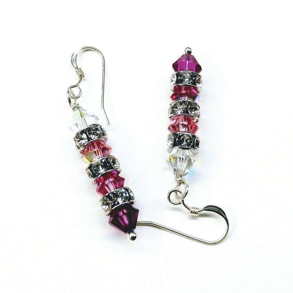 Hot Pink Ombre Stacked Crystal Sterling Silver Earrings from Alexa Martha Designs