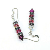 Hot Pink Ombre Stacked Crystal Sterling Silver Earrings from Alexa Martha Designs