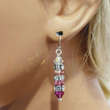 Hot Pink Ombre Stacked Crystal Sterling Silver Earrings from Alexa Martha Designs