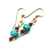 Hot Pink and Turquoise 14 K Gold Filled Earrings from Alexa Martha Designs