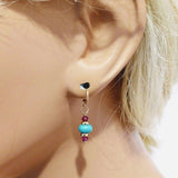 Hot Pink and Turquoise 14 K Gold Filled Earrings from Alexa Martha Designs