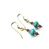 Hot Pink and Turquoise 14 K Gold Filled Earrings from Alexa Martha Designs