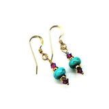 Hot Pink and Turquoise 14 K Gold Filled Earrings from Alexa Martha Designs