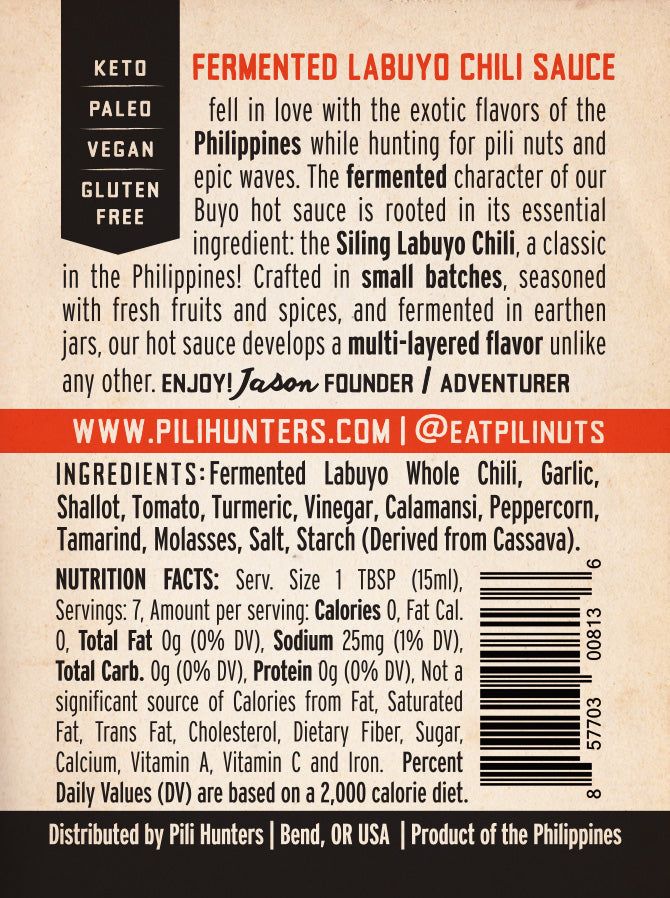Pili Hunters™ Buyo Fermented Hot Sauce from Pili Hunters