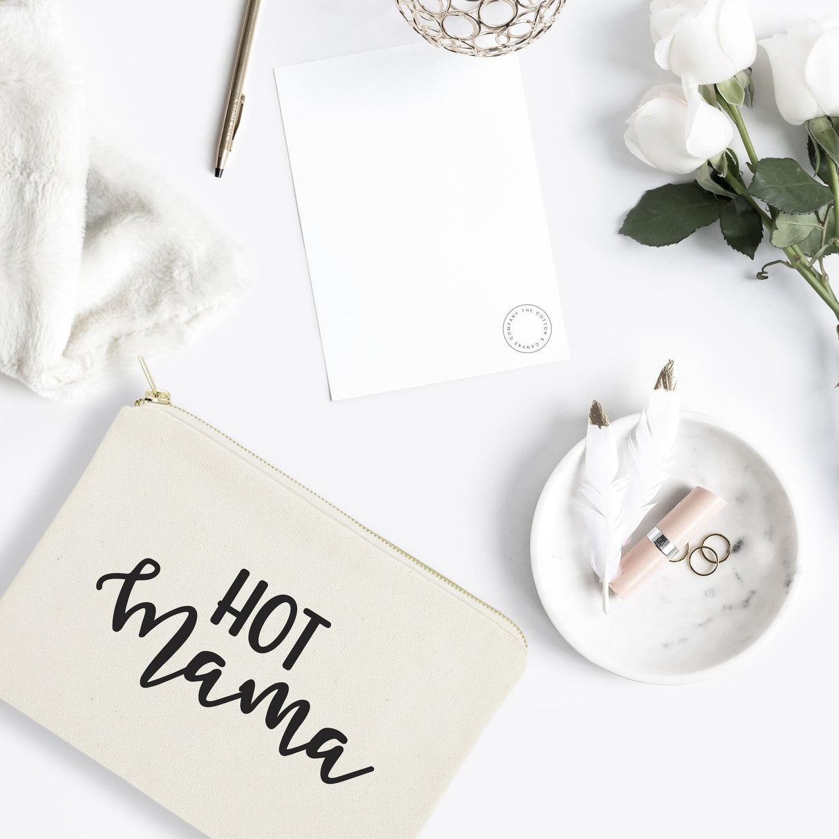 Hot Mama Cotton Canvas Cosmetic Bag from The Cotton & Canvas Co.