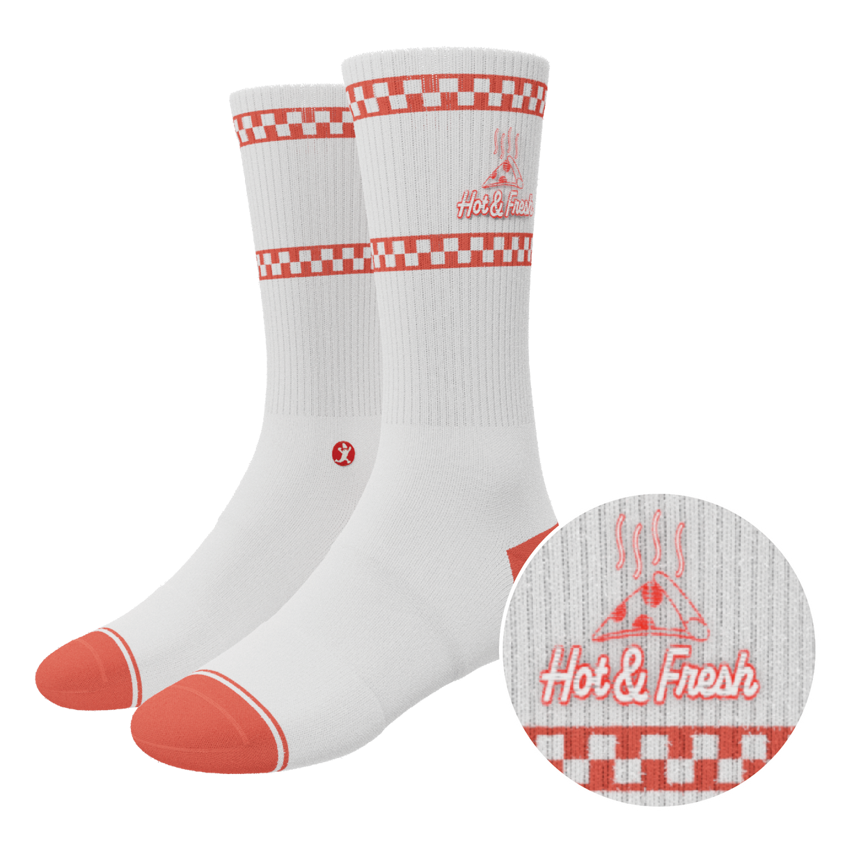 The Hot & Fresh | Pizza Box Heel Hammock™ Crew Socks from Shinesty