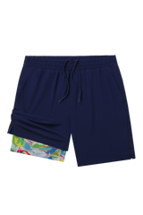 The Hot in Havana | Tropical Navy Ball Hammock® 7 Inch Athletic Shorts from Shinesty
