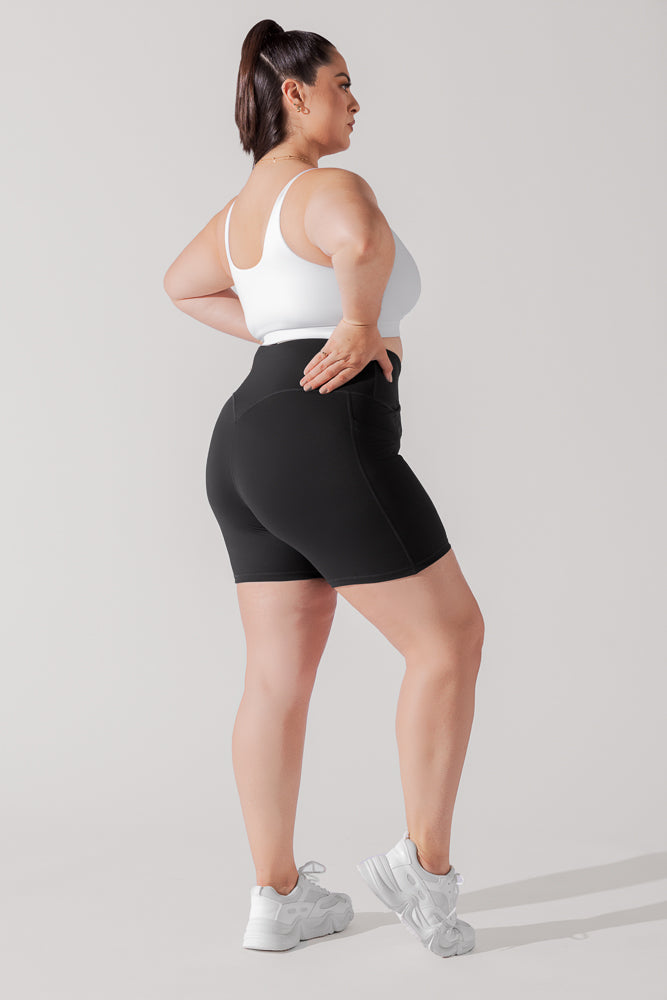 Crisscross Hourglass® Midi Short with Pockets - Black from POPFLEX