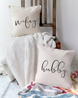 Hubby and Wifey Pillow Covers, 2-Pack from The Cotton & Canvas Co.