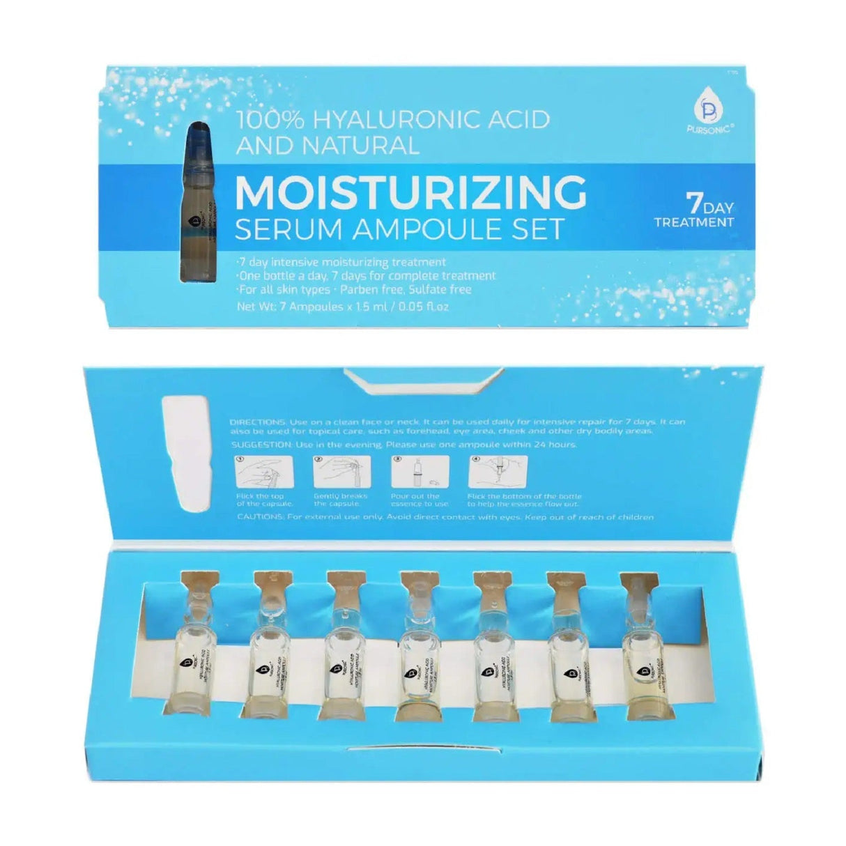 100% Hyaluronic Acid & Natural Moisturizing Serum Ampoule Set from Pursonic